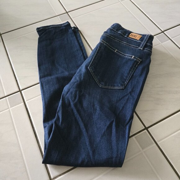 Paige Verdugo Crop Jeans Dax Dark Blue Wash 25 - Picture 1 of 5